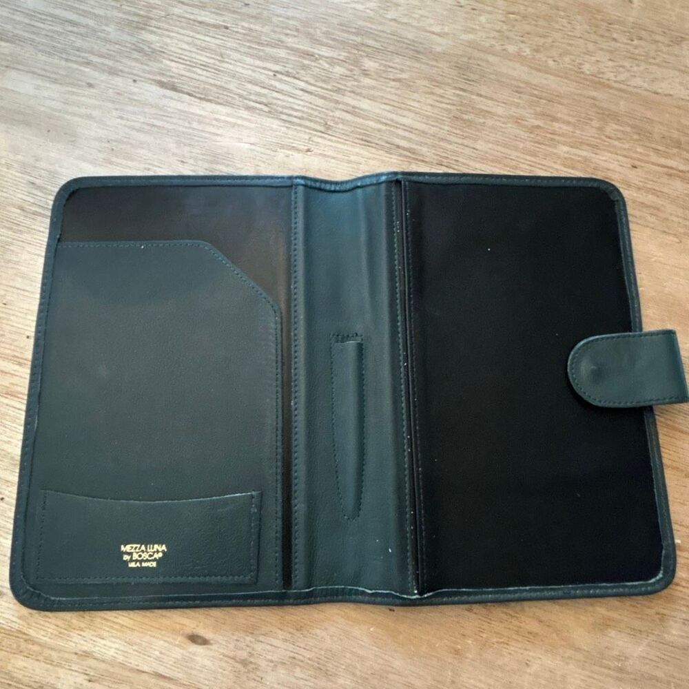 Vintage BOSCA Mezzanine Luna green genuine leather organizer travel passport not